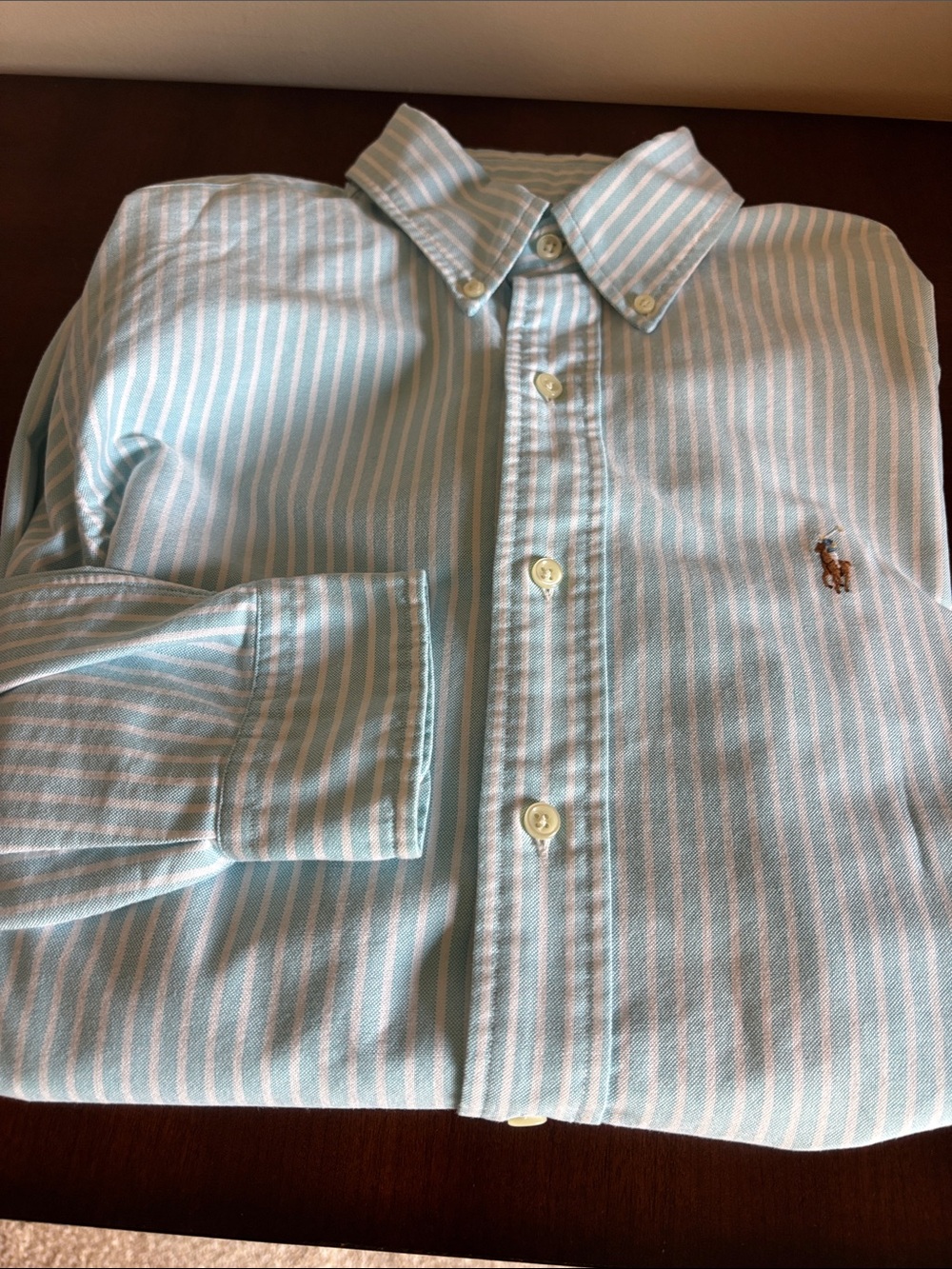 Ralph Lauren Light Blue & White Striped Button-Down Shirt. Classic Fit. M. - Picture 5 of 13
